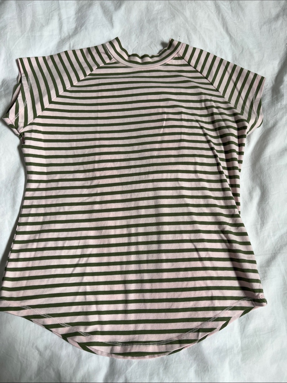 Anthropologie Pilcro striped raglan short sleeve tee pink green baby tee top